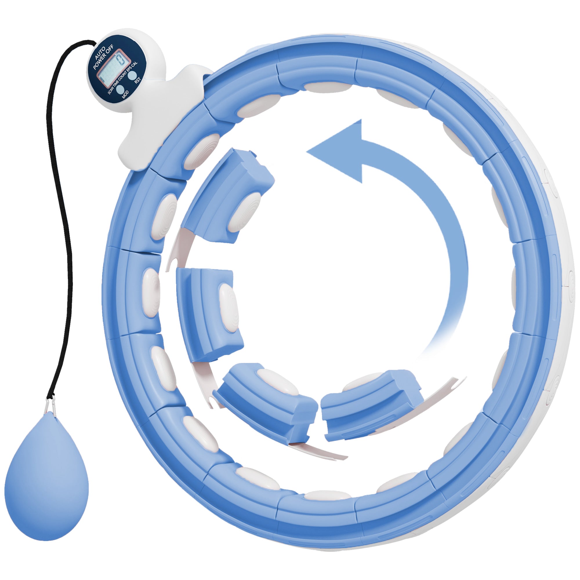 Weighted Massage Hula Hoop – SPORTNOW Smart Hoop with 16 Knots, Auto-Rotating Ball & Fitness Counter